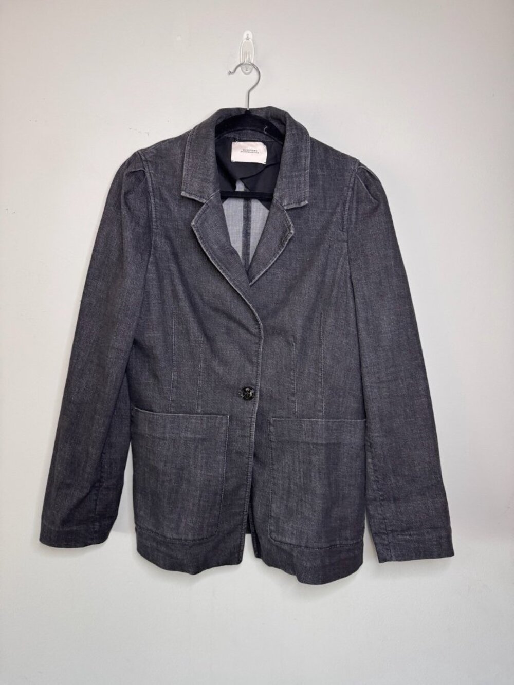 Dorothee Schumacher Denim Coolness Blazer Jacket 6 Black/Gray Cotton Stretch
